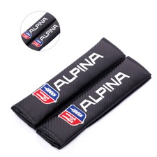 2x Carbon Fiber Alpina Logo Car Auto Seat Belt Cover Shoulder Pad Interior