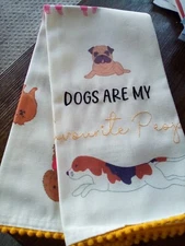 NEW Quirky Kitchen Towel "DOGS ARE MY Favorite People" • 25.5" Pug, Dalmatian +