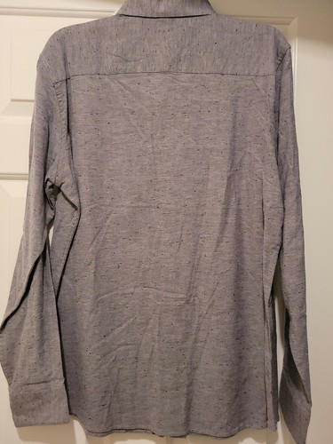 MARC ANTHONY, Herren Langarm Stretch Leinen Button Down Hemd Grau L Slim Fit - Bild 2 von 3