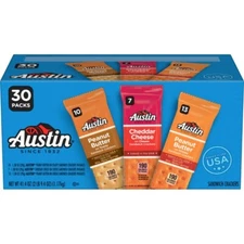 Austin Variety Pack Sandwich Crackers, Single Serve Snack Crackers, 30 Count