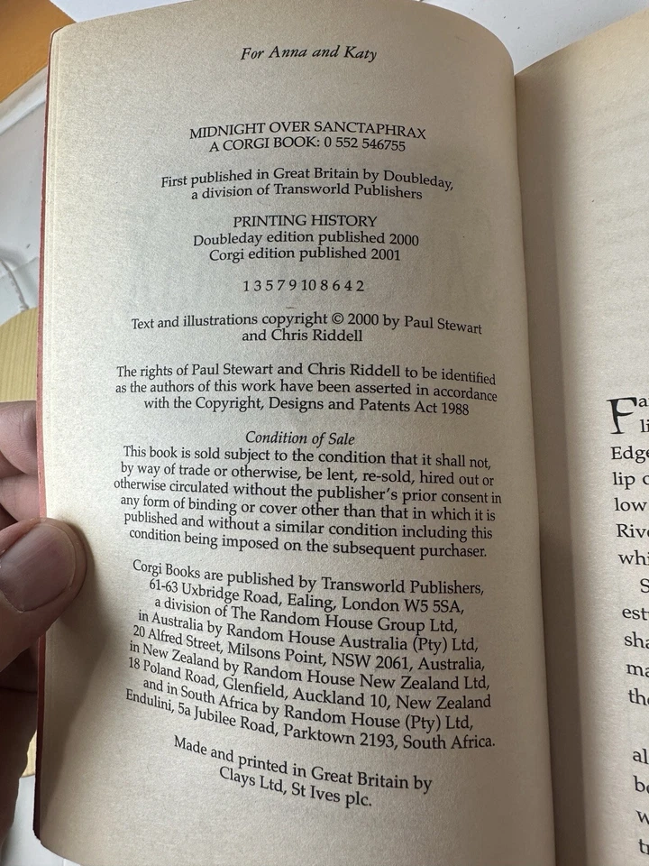 Signed Midnight Over Sanctaphrax PB Paul Stewart Edge Chronicles #3 Fantasy! - Image 4 of 4