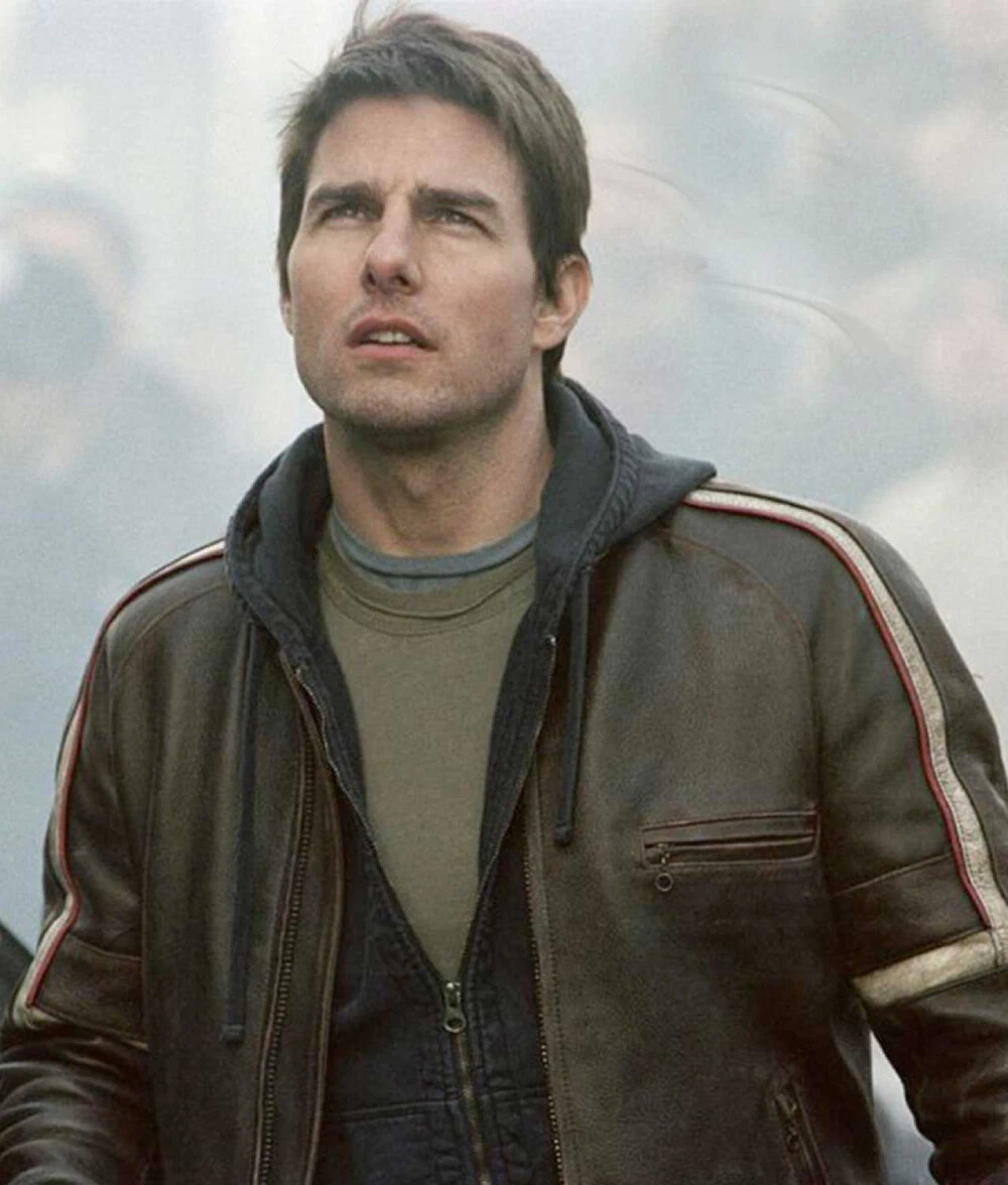 Tom Cruise War of the Worlds Men's Biker Motorcycle Genuine Black Leather Jacket
