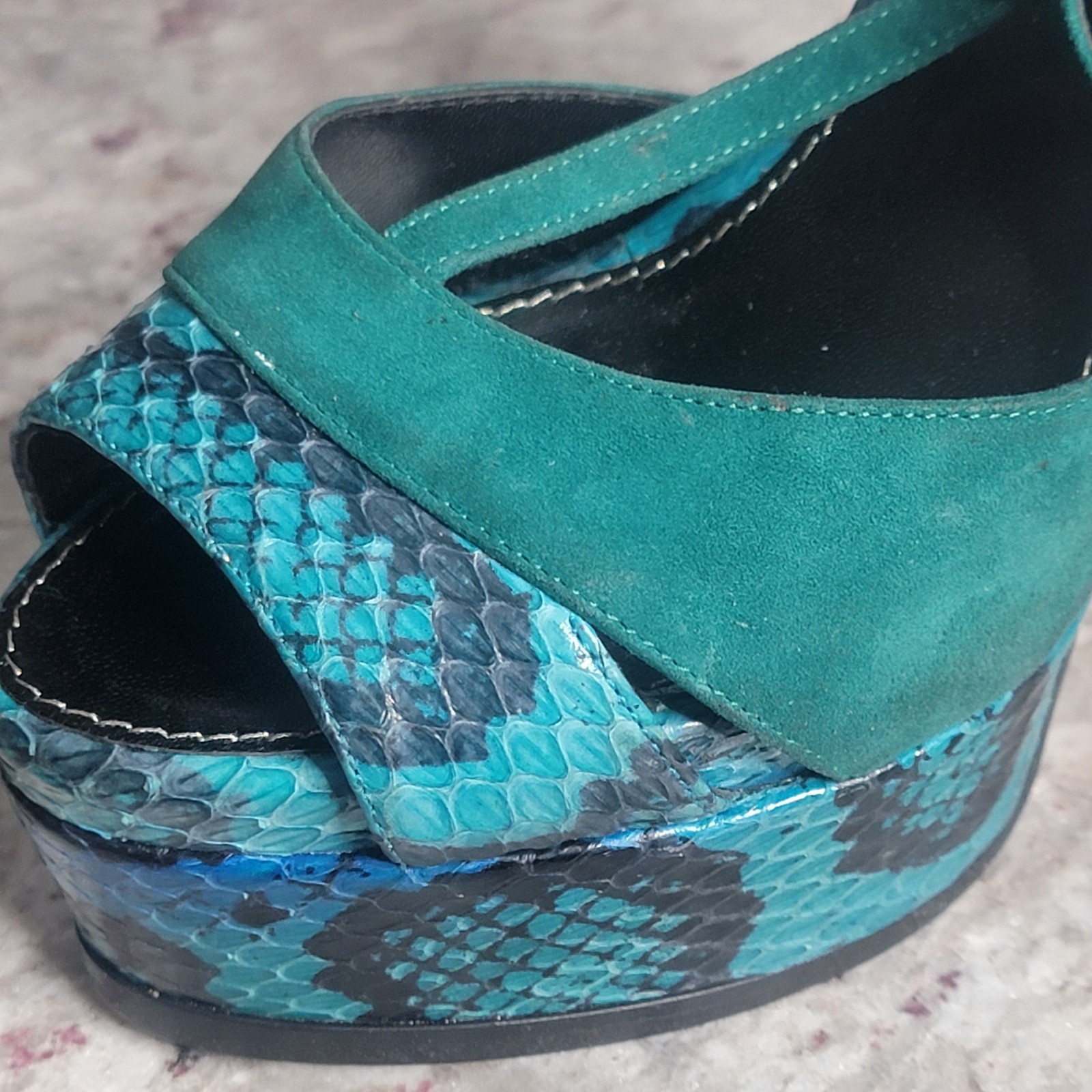 Sergio Rossi Elaphe Suede Python Snake Leather Pl… - image 15