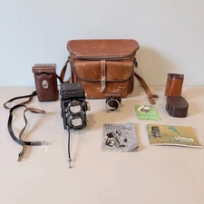1952 Rolleiflex 2.8C 80mm TLR Camera Kit w/ Case, Straps, Manuals + GE DW-68