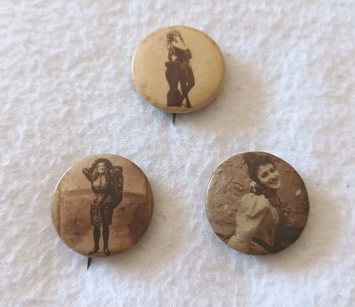 Antique 1890's Vaudeville Actresses Lily Landon Annie Pixley Celluloid Pinbacks