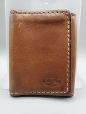 Vintage Fossil Brown Genuine Leather Trifold Wallet Distressed Look