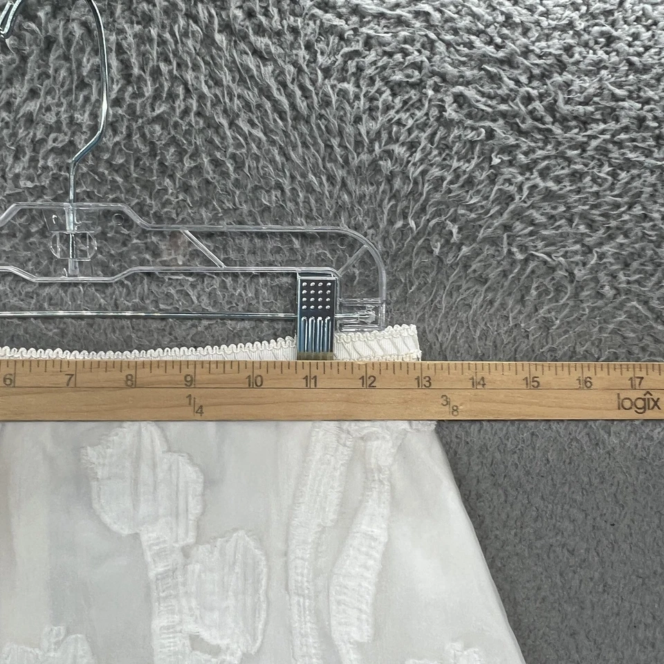 Falda Alexis Mujer Pequeña Blanca Malla Transparente Apliques Florales Niveles Línea A Mini Foto 3 de 4