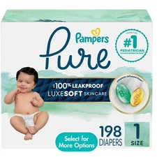 Pampers Pure Diapers Size 1, 198 Count