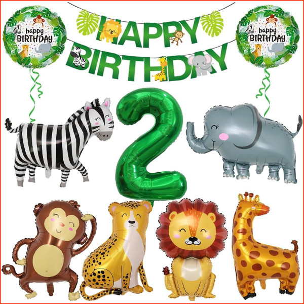 Dschungel Deko Geburtstag 2 Jahre Folienballon 10 StüCk Safari Tiere-image