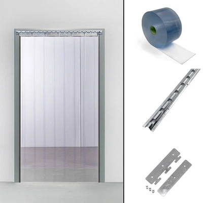 STRIP CURTAINS DIRECT Clear PVC Door Curtain Accessories Metal Rails, Brackets, PVC Strips & Rolls