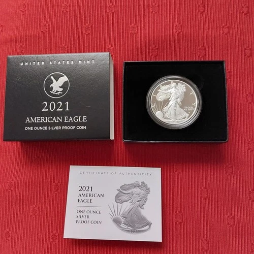 2021-W American Eagle Proof Silver Dollar 1 oz. Coin with Box & COA