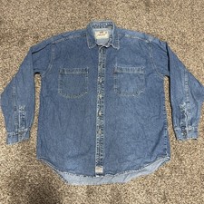 Vintage 90s Levis L Large Blue Denim Shirt Mens Metal Buttons Red Tab Y2K