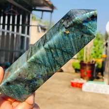 276g Natural Blue Light Labradorite Quartz Crystal Tower Mineral Reiki T614