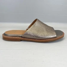 Sofft Noble Slide Sandals Womens Size 6.5 Metallic Pewter Leather Slip On Shoes