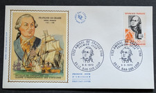 FRANCE 1972 FDC 1 JOUR TIMBRE 1727 AMIRAL DE GRASSE CELEBRITE MARINE CHESAPEAKE