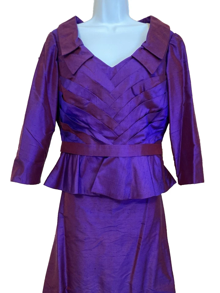 Conjunto de falda y blusa formal de boda manga 3/4 púrpura talla 8 de La Cassia by Karen Foto 3 de 4
