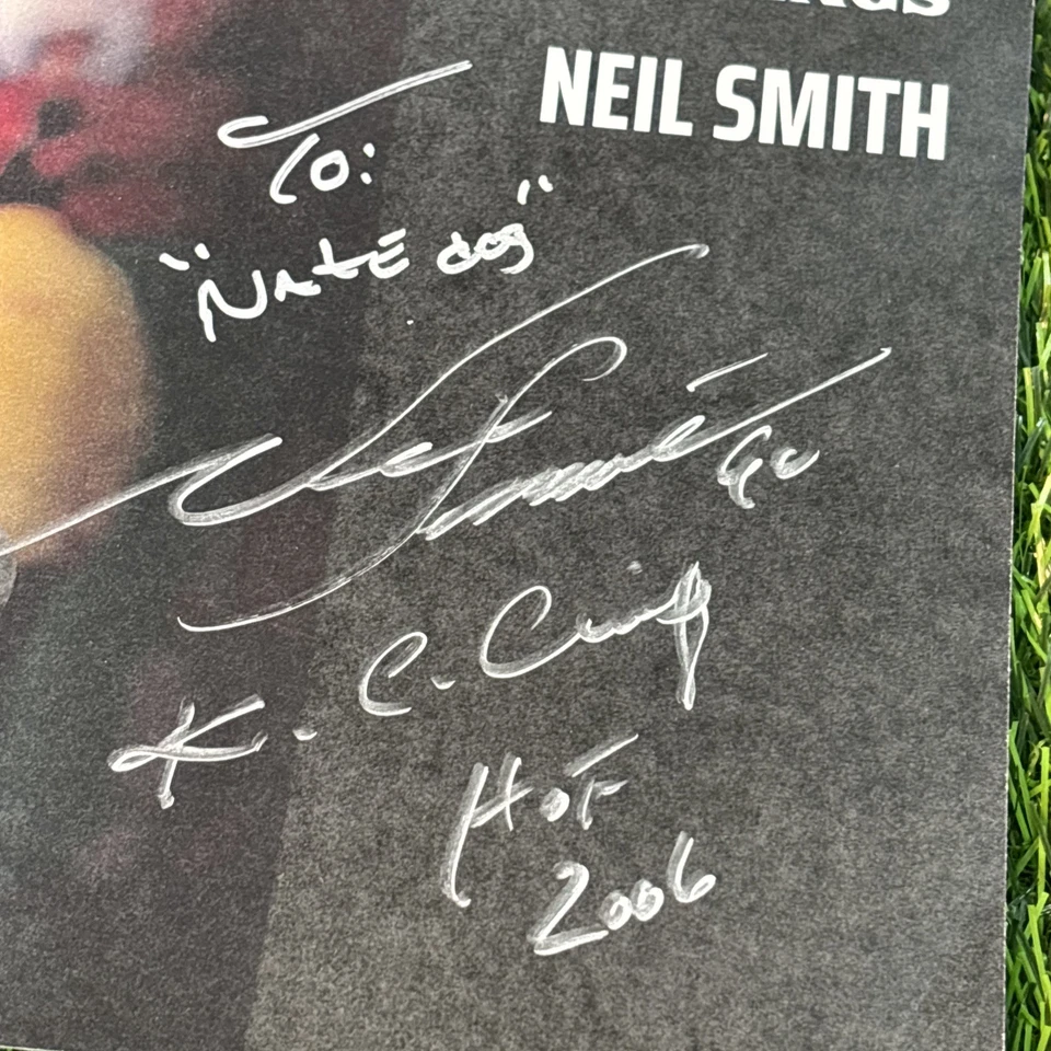 Póster fotográfico autografiado de Neil Smith DraftKings KC Chiefs Salón de la fama 2006 - firmado Foto 3 de 4