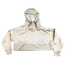 Nike Inc Womens M Cropped Training dry fit Hoodie relaxed sport Cream DQ3595-026