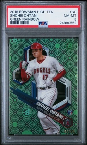 Shohei Ohtani /99 Rookie Green Rainbow 2018 Bowman High Tek SSP RC PSA 8
