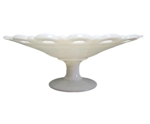 VTG Anchor Hocking Old Colony Milk Glass Lace Pedestal Fruit Bowl Dish Compote