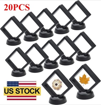 20PCS 3D Floating,Coin Display Frame Stand Holder Case Box For Jewelry Specimens