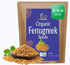 Organic Fenugreek Seeds 2.5 LB Bulk - Non-Gmo Gluten Free Whole Methi Seeds