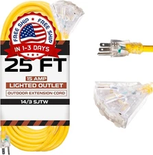 Cable De Extension Electrica 25ft Alargador Electrico Enchufe Para Exteriores US