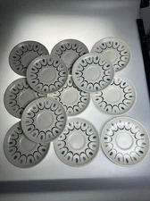 12 Metlox Poppytrail Saucers Del Rey Calif Turquoise Gray MCM Dinnerware