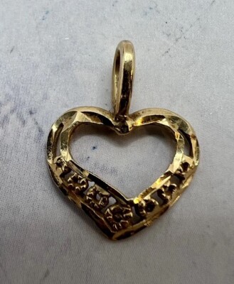 14k Gelbgold kleiner Diamantschliff Herz Anhänger oder Charm