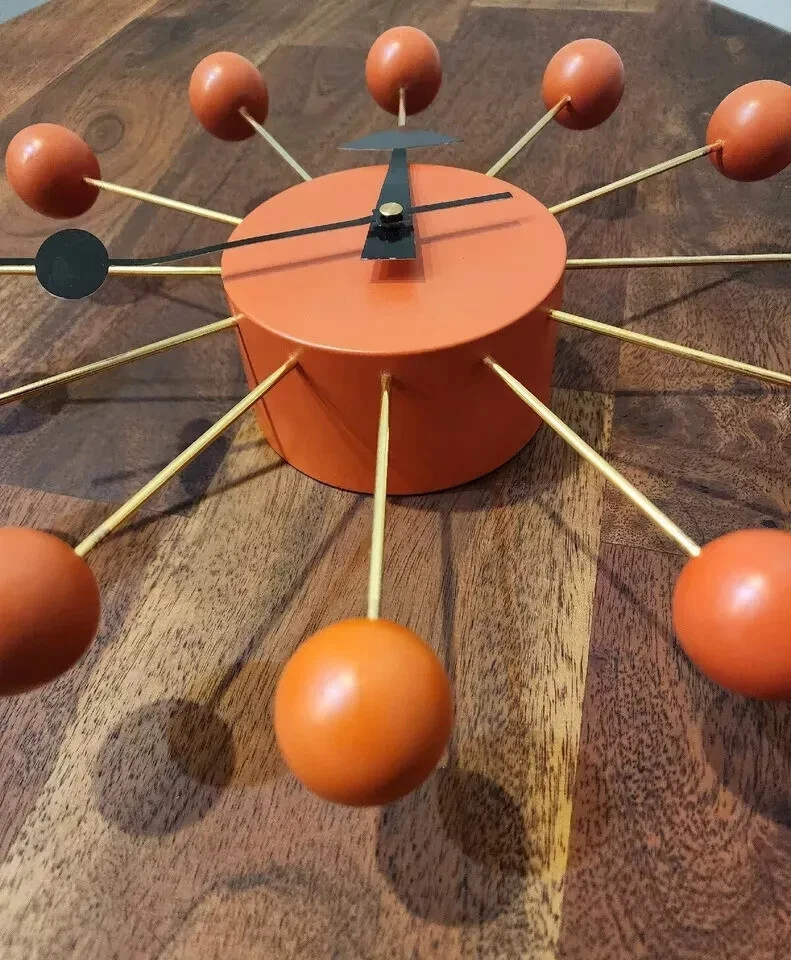 Handmade Ball 12" Wall Clock Orange George Nelson Retro Mid-Century Modern Clock - Image 4 of 4
