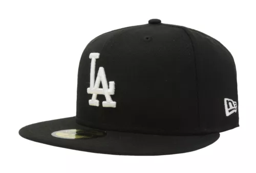 New Era 59Fifty Men Women Cap Basic Los Angeles Dodgers Black White Fitted Hat