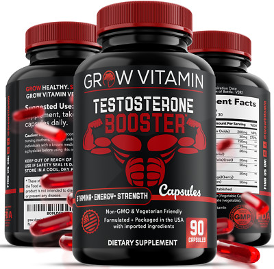 Testosterone Booster for Men, Male Enhancement Pills, Energy, Libido 90 Capsules