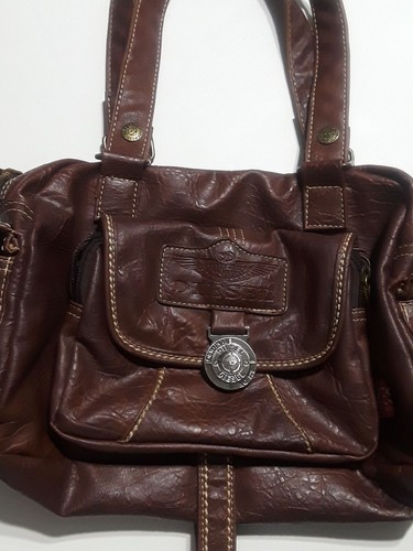 Diesel Satchel Shoulder Bag Brown Leather Flap Pocket Designer Purse - Foto 1 di 6
