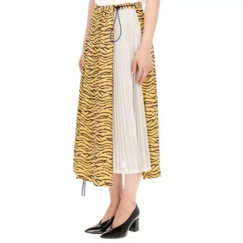 TOGA PULLA Jacquard Pleated Skirt Tiger Pattern Yellow Women Size 34/S Preowned