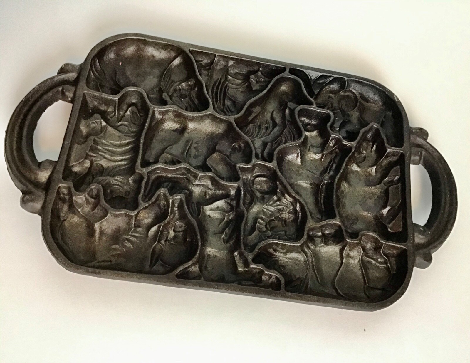 Vintage John Wright 1984 Animal Puzzle Mold Cast Iron Baking Cookie Pan