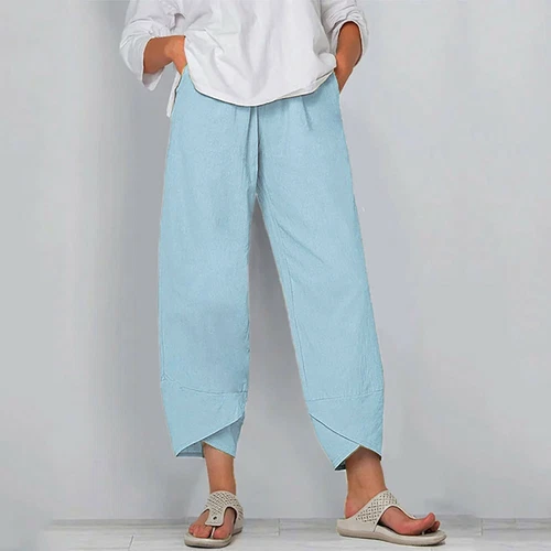New Womens Ladies Cotton Linen Loose Baggy Casual Harem Pants Trousers Plus Size - Picture 13 of 35