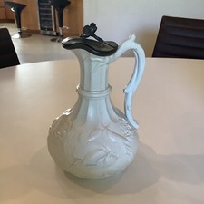 Antique Samuel Alcock White  Parian ware Salt Smear Glaze Water Lillies  Vessel