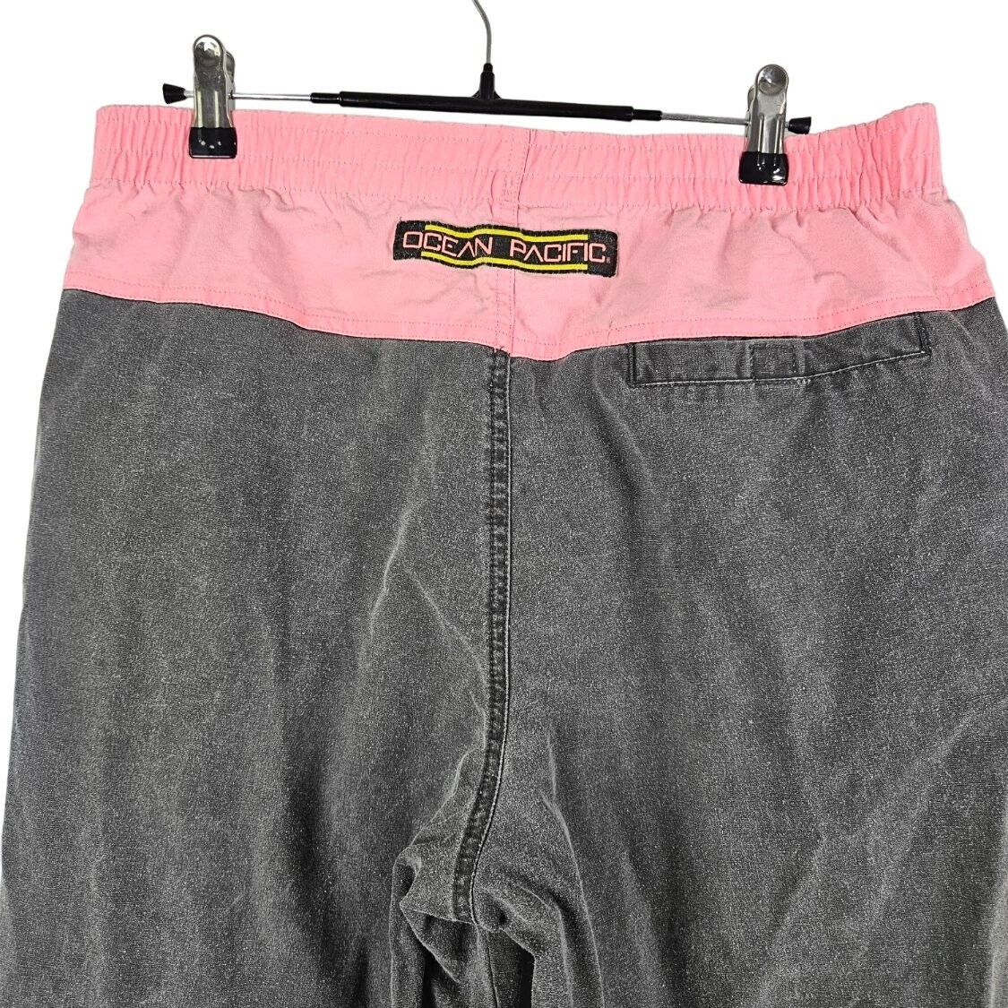 Vintage 80s 90s Ocean Pacific Pants Size M Grey Pink Zip