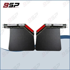 Pair Chrome Angled Spring Loaded Mud Flap Hanger 2.5" & Mud Flap for Semi Truck