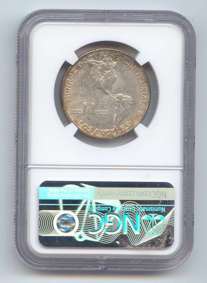 1923-S Monroe Doctrine Centennial Commemorative Half Dollar, NGC MS-63 - Image 2 of 2