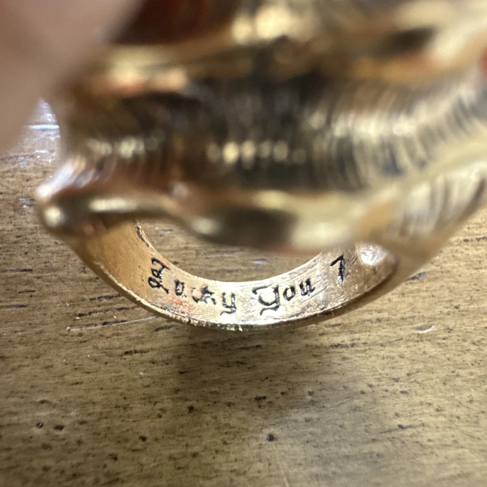 "LUCKY" Brand Antiqued Gold Tone Conch Sea Shell Spiral Ring - Size 7 - Image 4 of 4