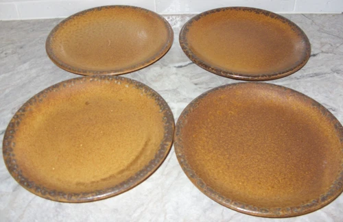 McCoy Pottery 4 Canyon Mesa Rustic 7 3/8" Salad Plates Flair Mottled Edge USA VG