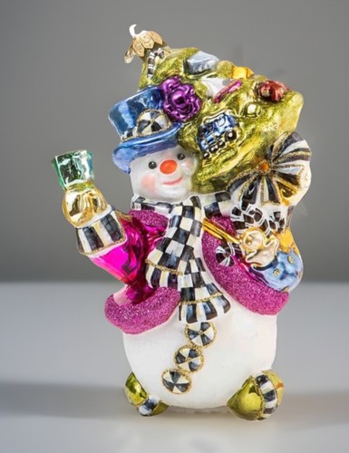 MACKENZIE CHILDS Granny Kitsch Christmas Snowman Ornament - Picture 2 of 2