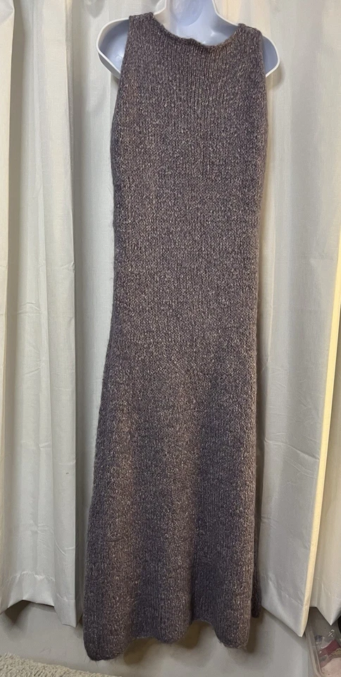 Maxi Vestido Adolfo Dominguez Púrpura Tejido Sin Mangas Mezcla Lana Mohair (Grande) Foto 3 de 4