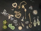 Lot Of Vintage Rhinestone Costume Jewelry Clip On Silver Locket