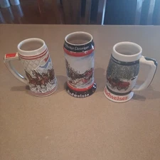 set of 3 Budweiser steins- 1983, 1985, 1992