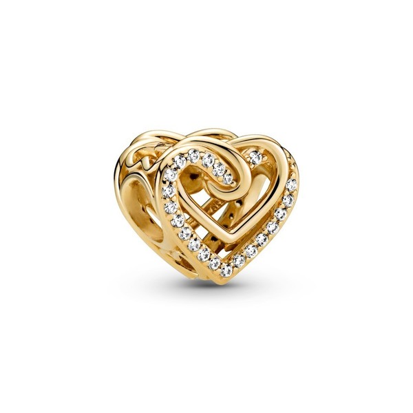 Pandora Charm 769270C01 Funkelnde Verschlungene Herzen Charm Vergoldet-image