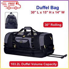 Large 30" Rolling Duffel Bag With Wheels, 103.2 Liters Duffel Volume Capacity