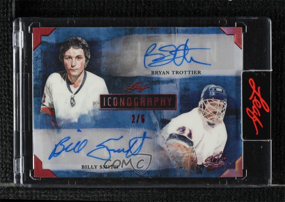 2021 Leaf Art of Hockey Iconography Red 2/6 Bryan Trottier Billy Smith Auto uk2
