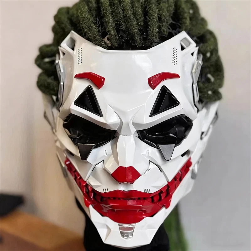 Joker Full Face Masks Resin Cosplay Props w/Dreadlocks Punk Style Accessories - Image 2 of 4